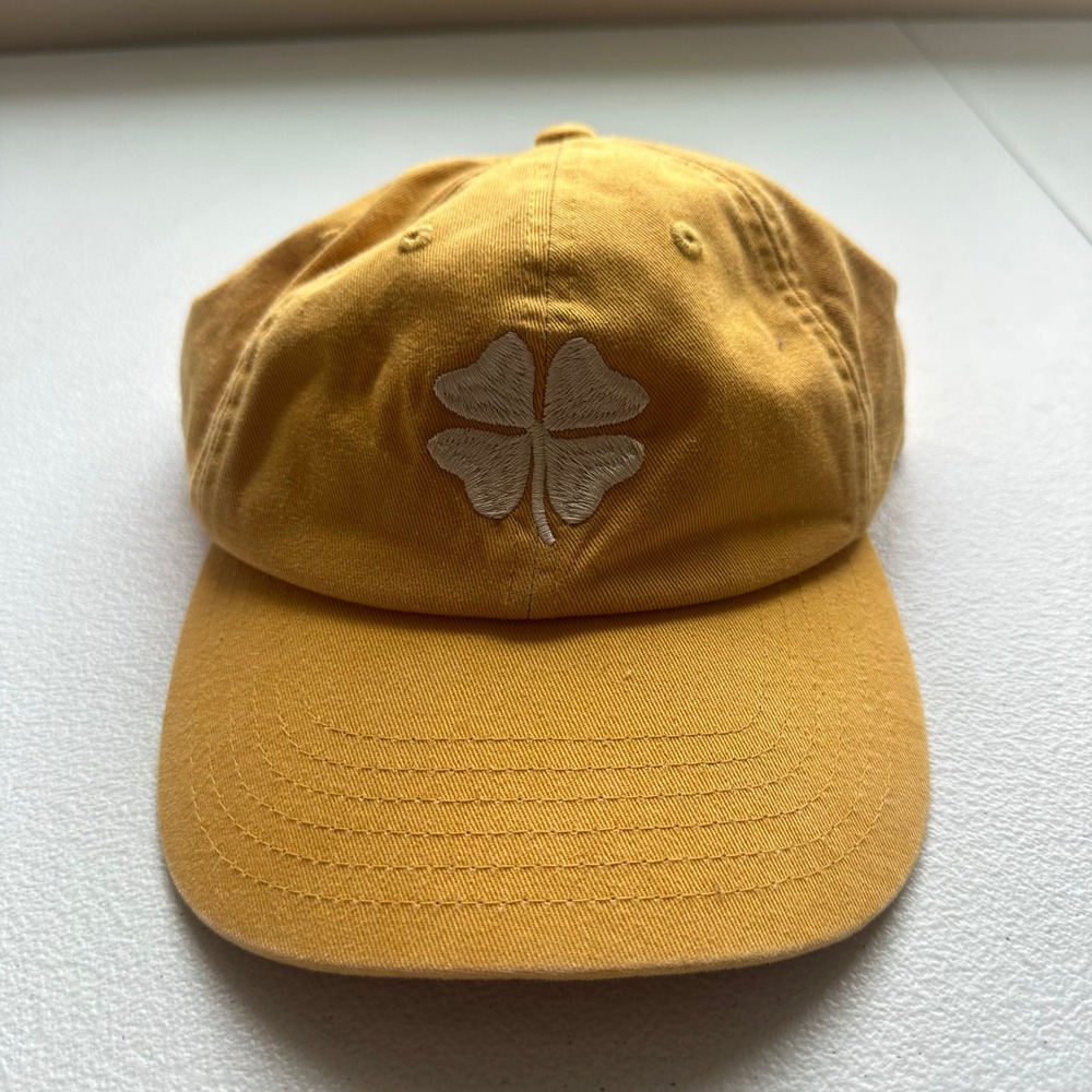 Lucky Brand Yellow Baseball Cap Four Leaf Clover Embroidered Cotton Dad‎ Hat